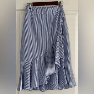 Map-Striped Blue and White Women's Skirt